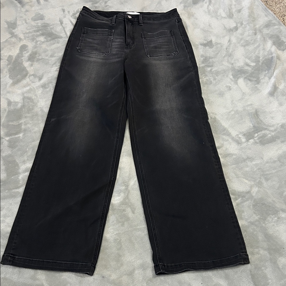 VERVET BY FLYING MONKEY Charcoal Wide Leg Jeans